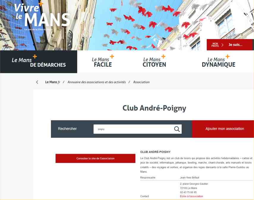 repertoire des associations de la ville du Mans